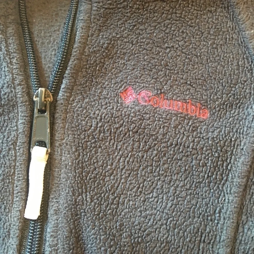 Girls Columbia grey fleece full zippered med 10/12 pink logo
